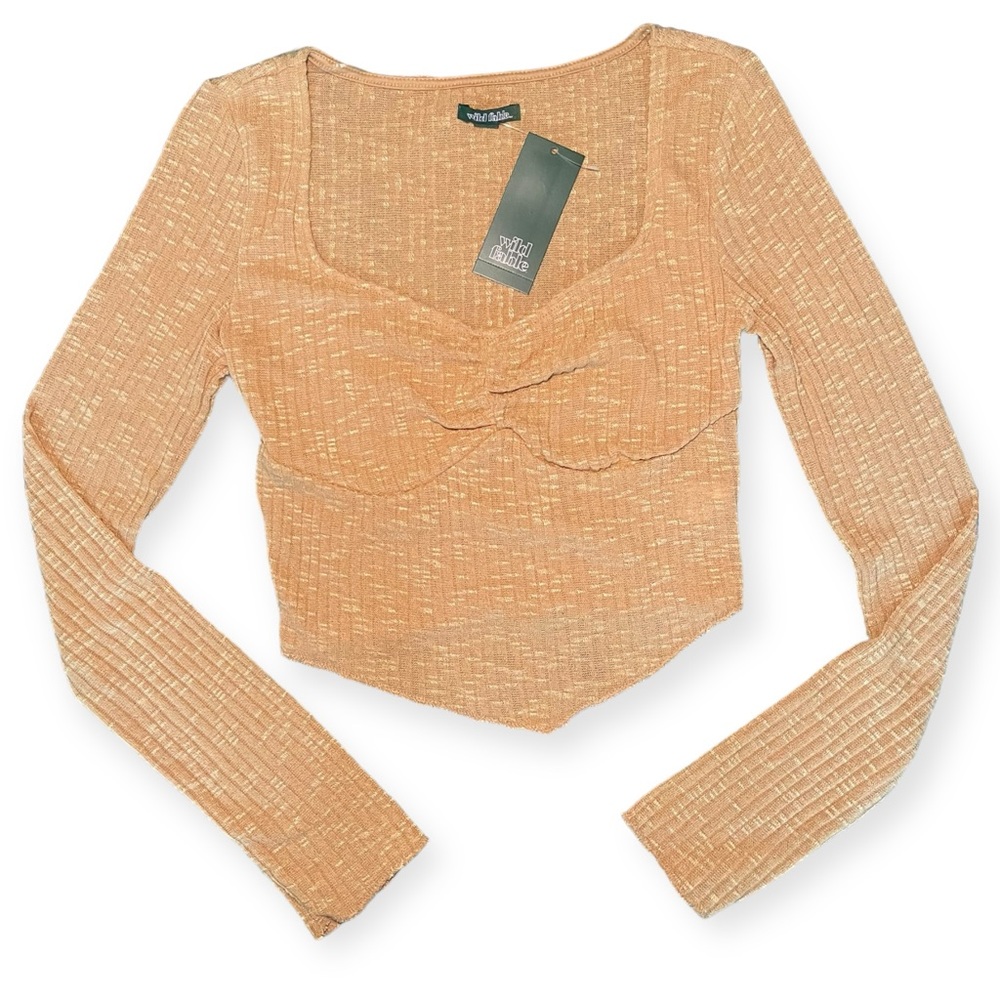 Wild Fable orange v-neck long sleeve crop top S